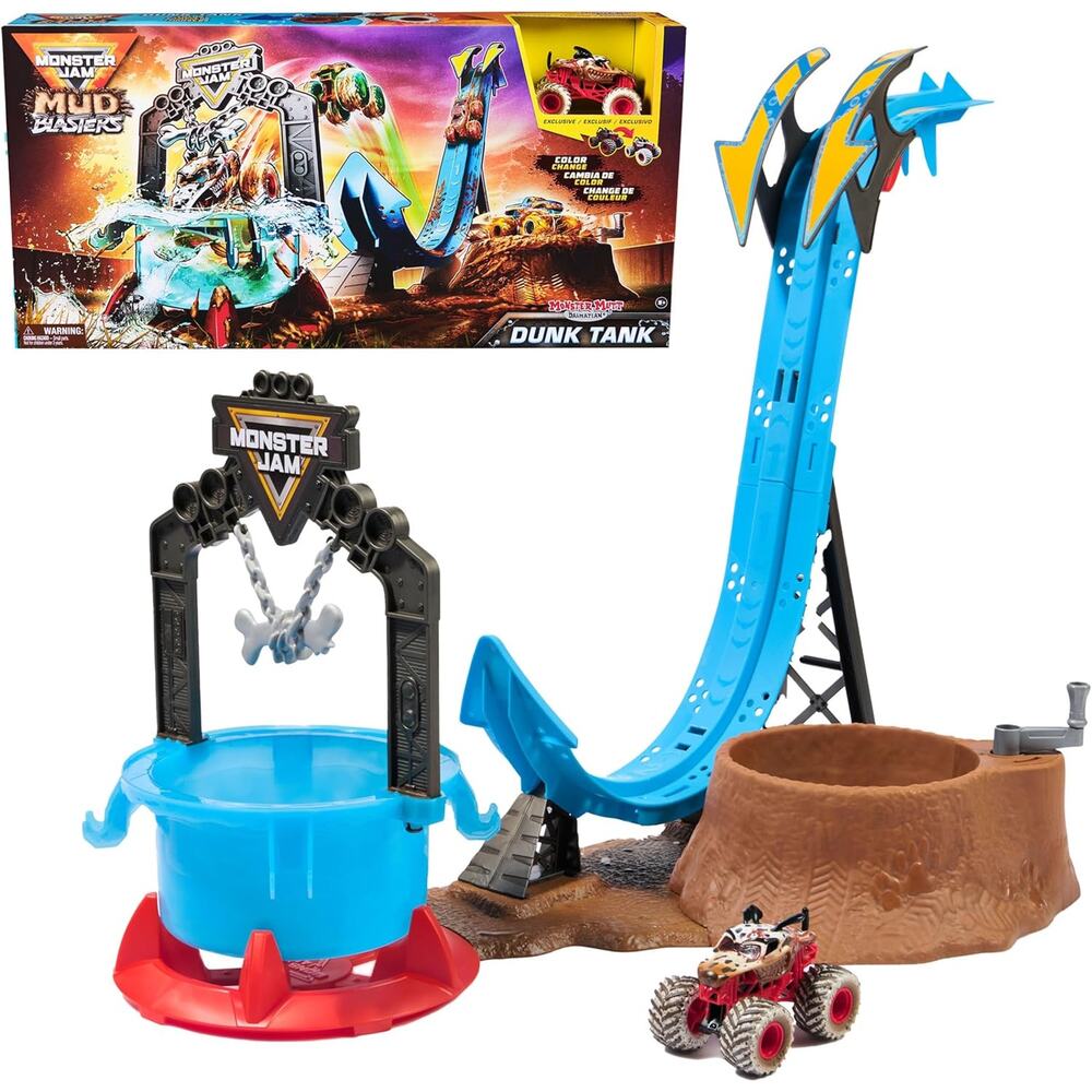 Monster Jam Mud Blasters Monster Mutt Dalmatian Dunk Tank Playset NWT
